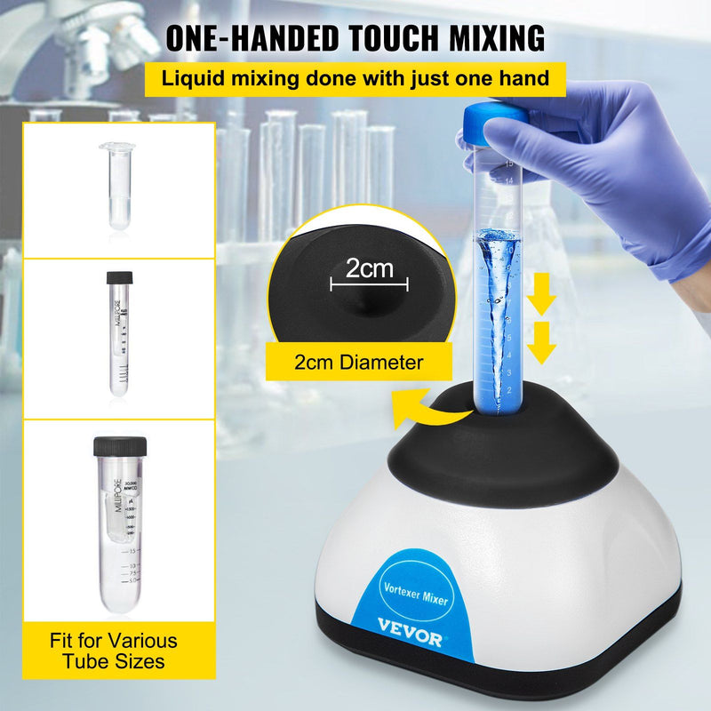 VEVOR Vortex Mixer, 3000RPM Mini Vortex Mixer Shaker, Touch Function Scientific Lab Vortex Shaker