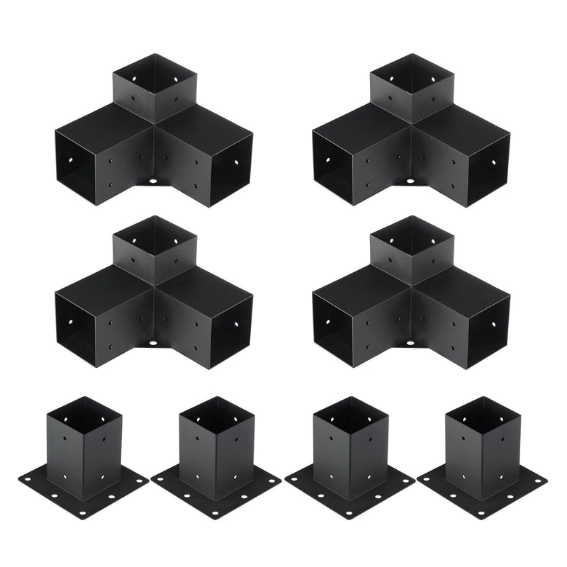 VEVOR Pergola Bracket Kit 4''x4'', 8pcs 3-Way Heavy Duty Corner Bracket Woodworks DIY Post Base Kit