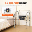 VEVOR Commode Chair, Bedside Commode with Wider Toilet Seat, 7-Level Adjustable Height