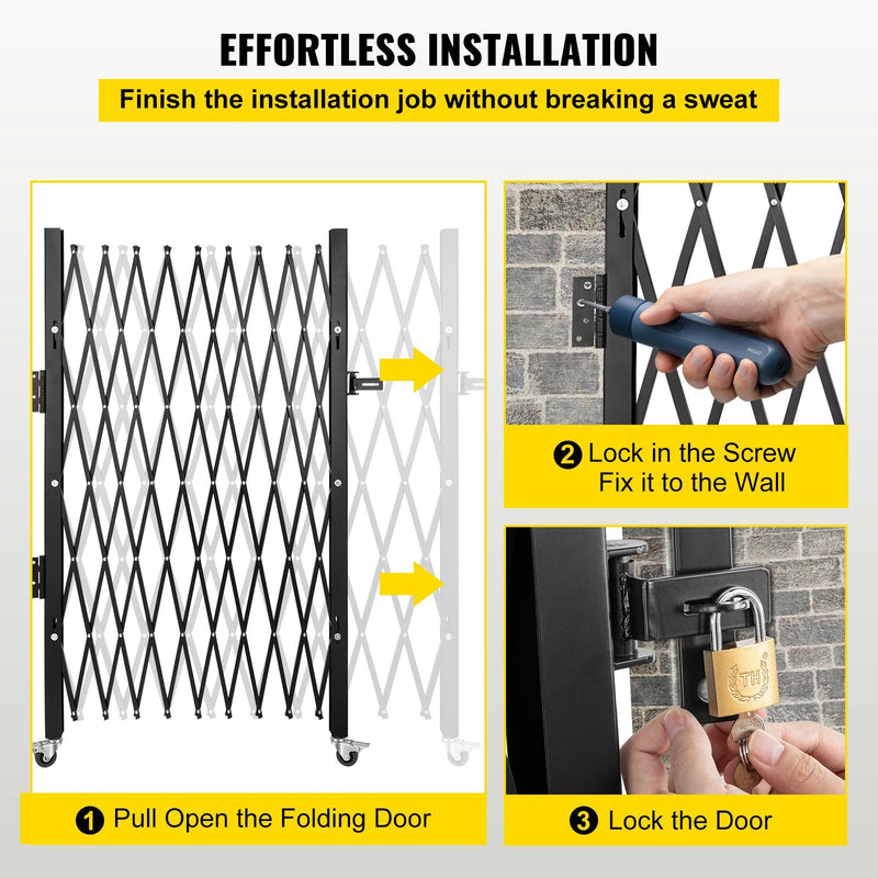 VEVOR Single Folding Security Gate, 7.1' H x 7.1' W (85 x 85 inch) Folding Door Gate