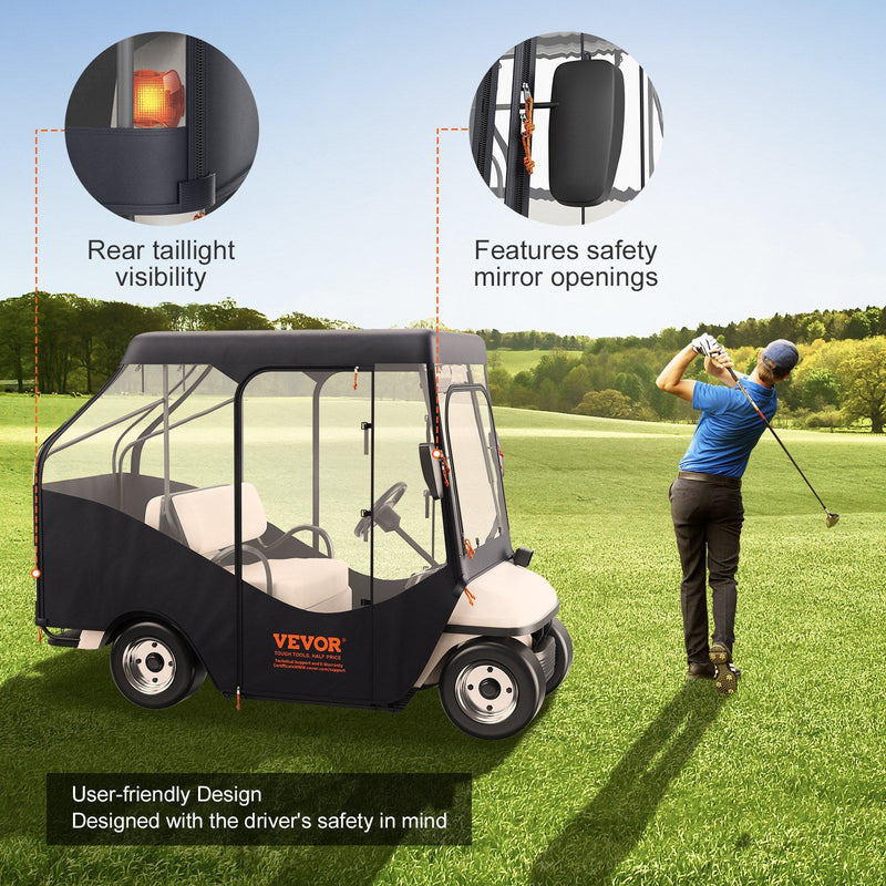 VEVOR Golf Cart Enclosure, 600D Polyester Driving Enclosure with 4-Sided Transparent Windows