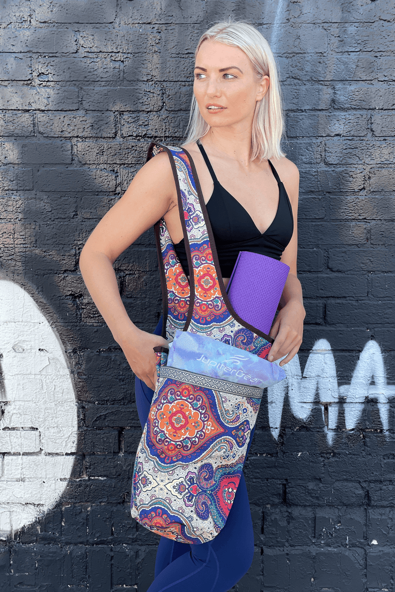 Yoga Mat Carrying Tote Bag with Large Pockets-3