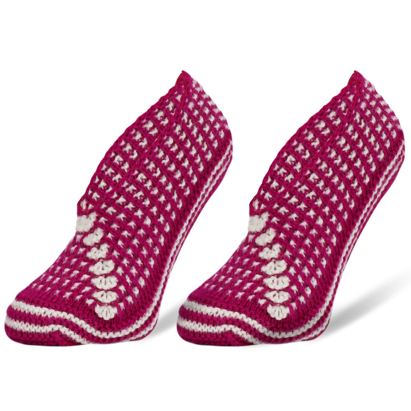 1 Pair - Crochet Hand Knit Slippers for Women Vintage Slipper Socks Shoe Size 5-7-4