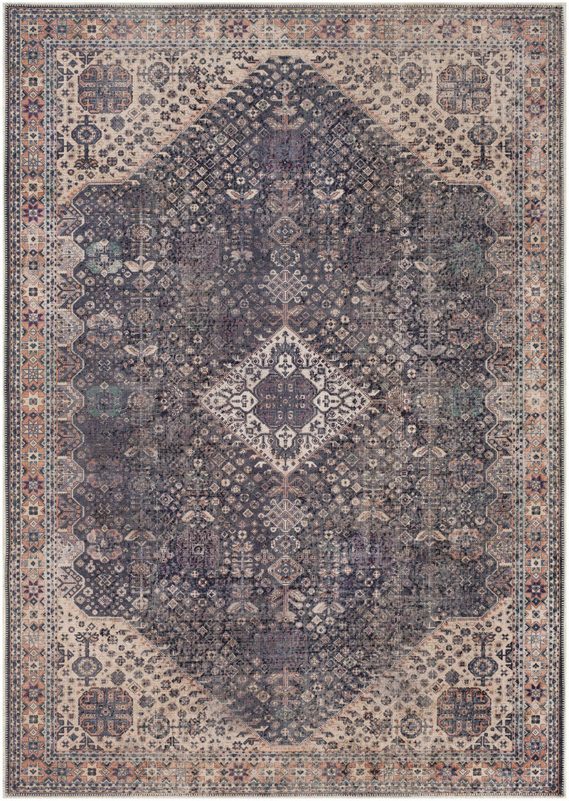 Kittrell Brown Medallion Washable Rug-6