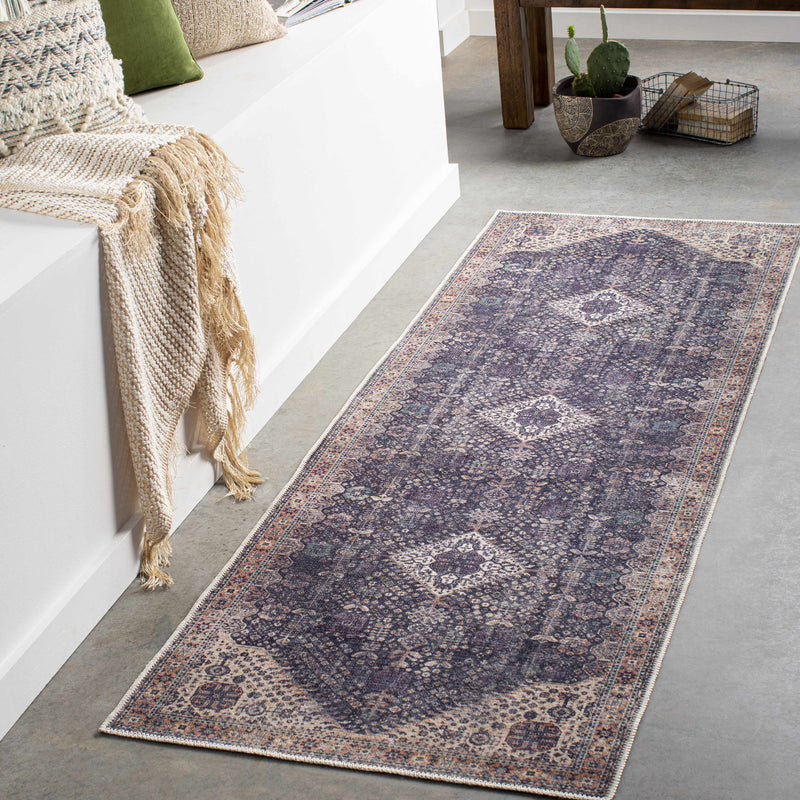 Kittrell Brown Medallion Washable Rug-2