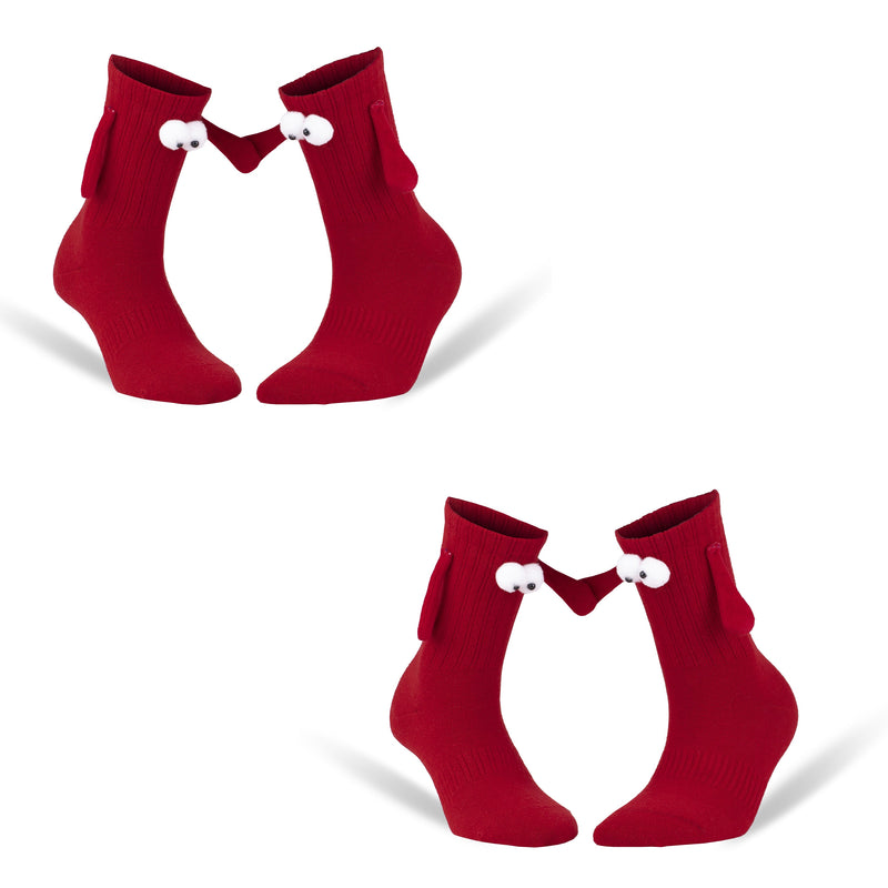 2 Pairs - Magnetic Holding Hands Couple Socks for Valentines Day-0