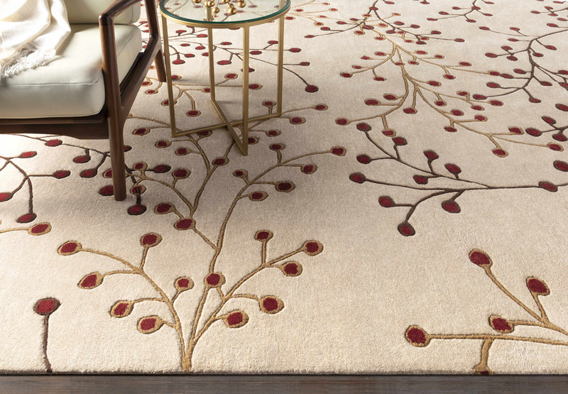 Elsu Beige&Burgandy Wool Rug-1