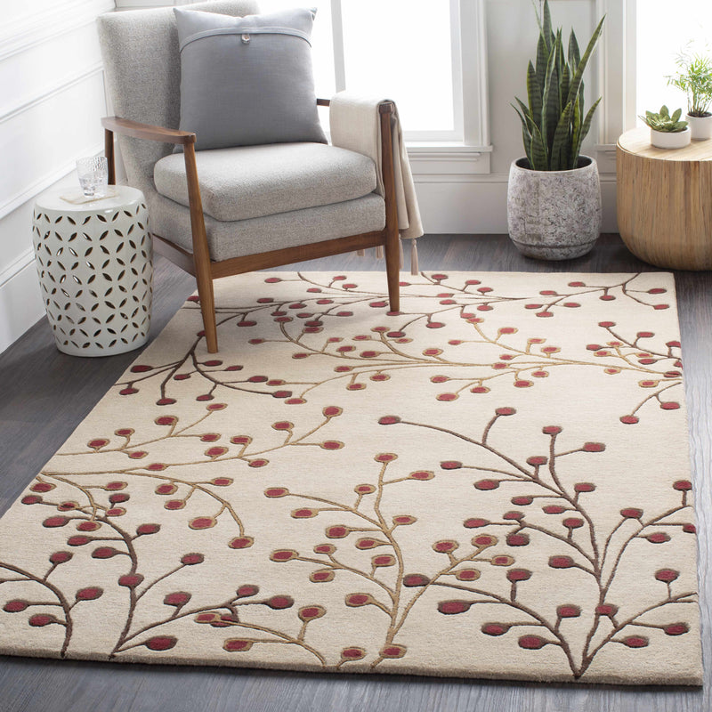 Elsu Beige&Burgandy Wool Rug-0