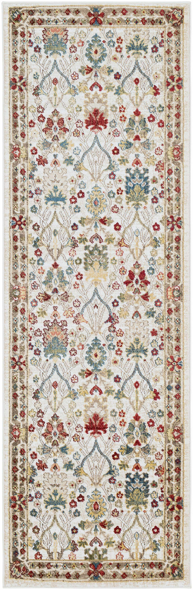 Neola White/Brown Damask Area Rug-6