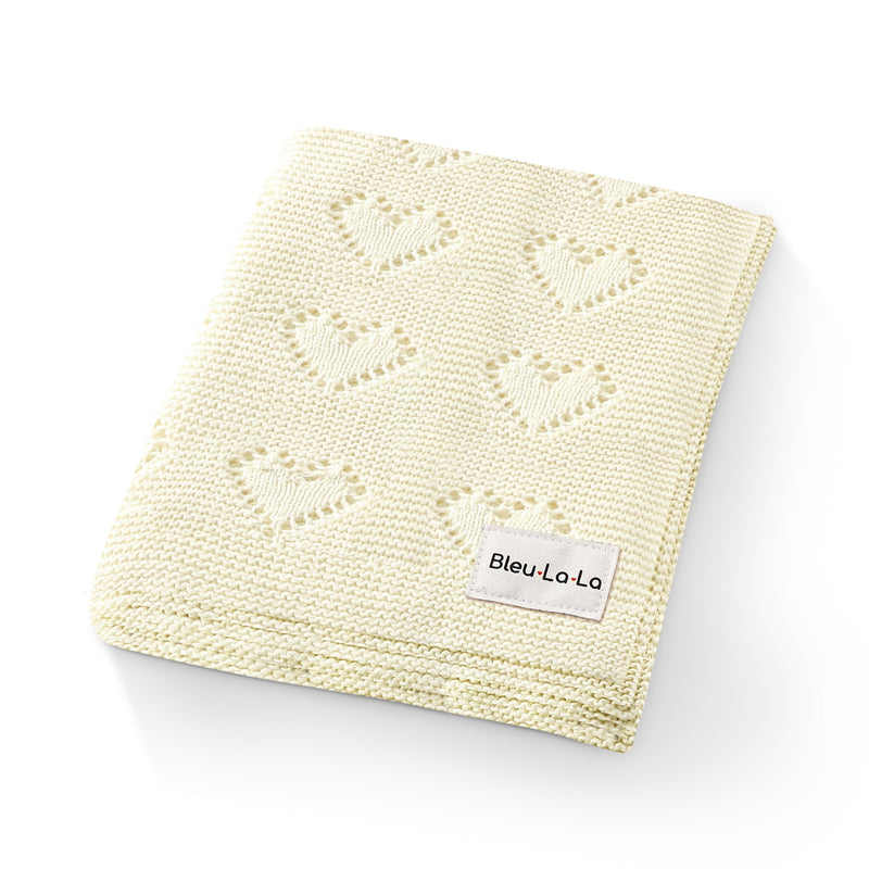 100% Cotton Luxury Knit Heart Swaddle Baby Blanket-5