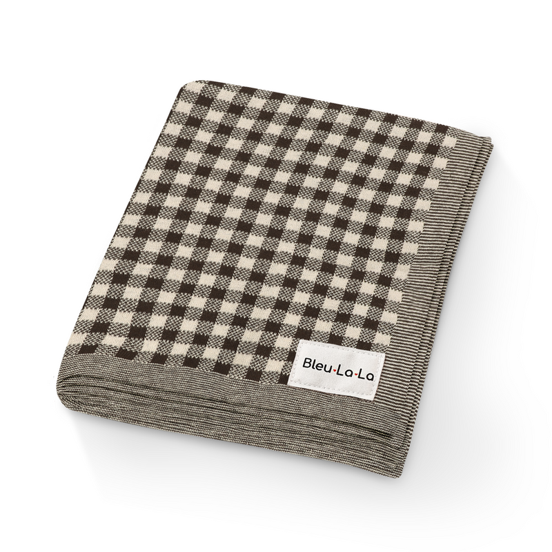 Checkered Knit Baby Blanket-0