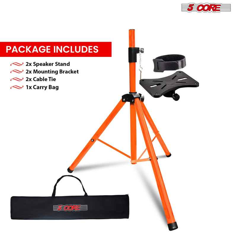 5 Core Speaker Stand Tripod Floor Adjustable Up to 48 Inch DJ Studio Monitor Stands Pole Mount Pair ORANGE-2