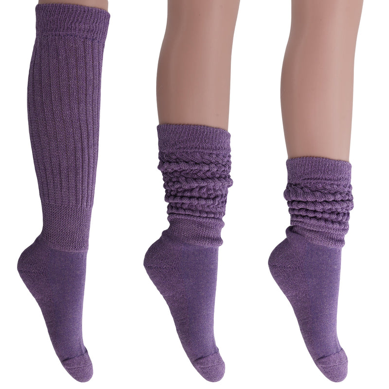 1 Pair - Women's Extra Long Heavy Slouch Cotton Socks-17