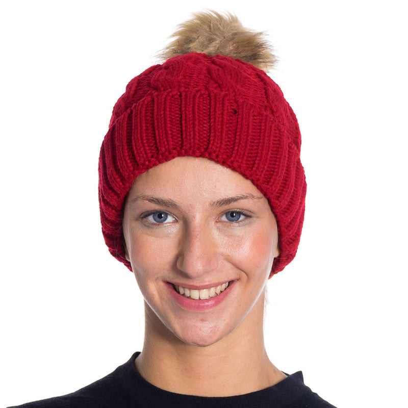 1 Pack - Winter Knitted Slouch Beanie Hat with Pom Pom for Women Winter Hat Beanie-3