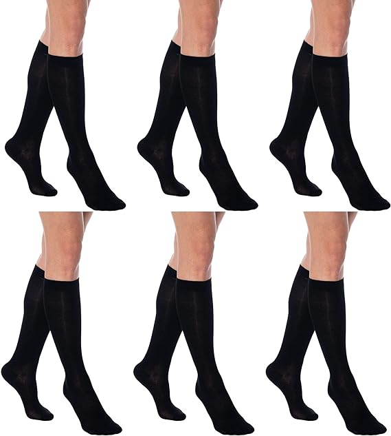 6 Pairs - Women's Knee Over The Calf Cotton Socks-0