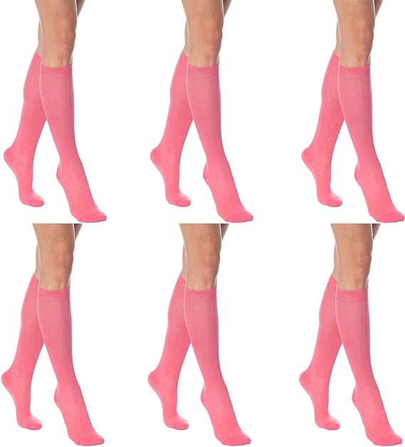 6 Pairs - Women's Knee Over The Calf Cotton Socks-2