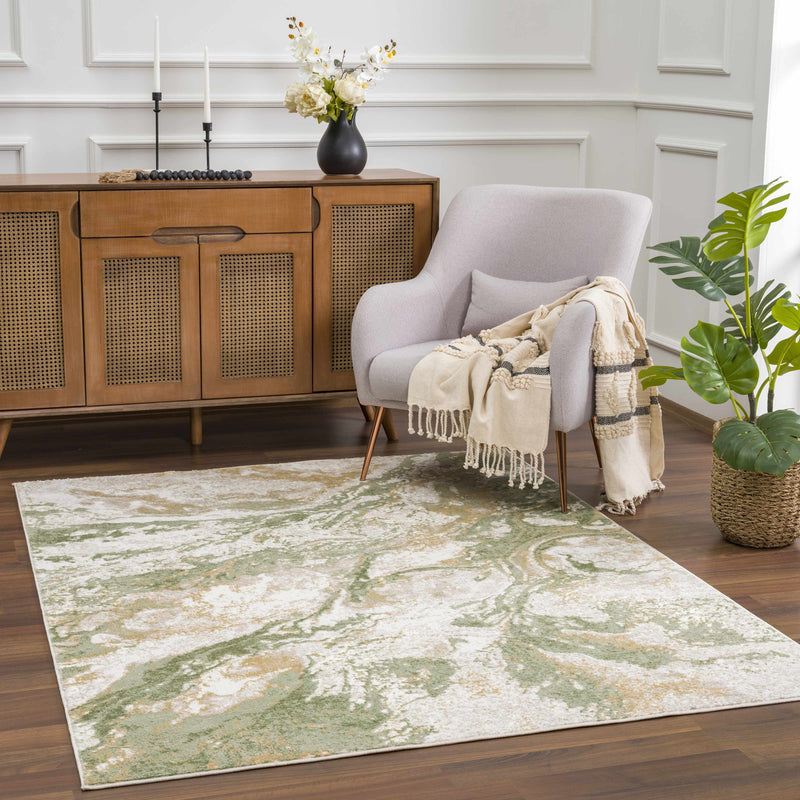 Lively Marble Green Area Rug-0