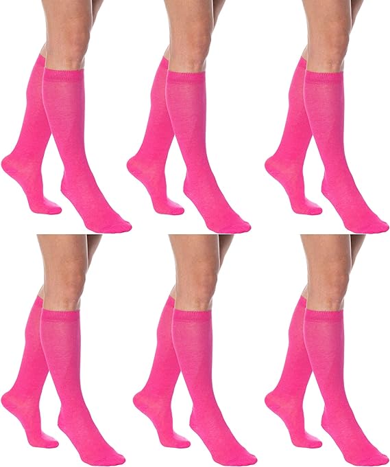 6 Pairs - Women's Knee Over The Calf Cotton Socks-3