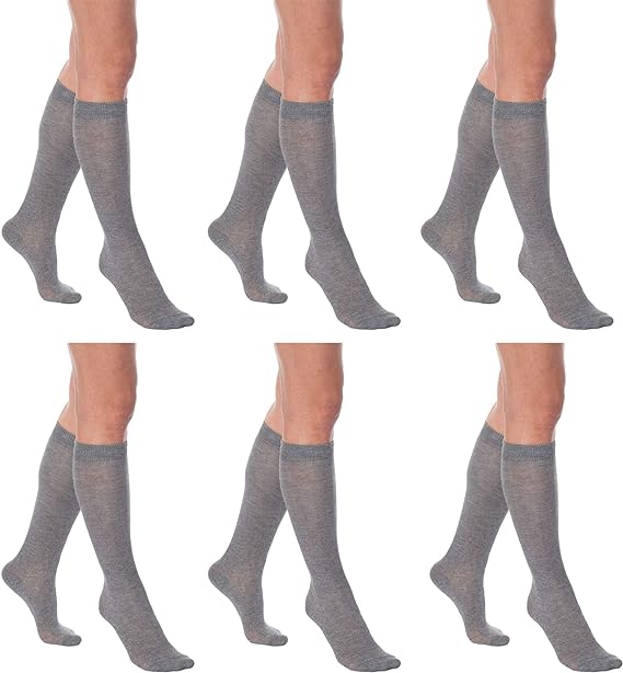 6 Pairs - Women's Knee Over The Calf Cotton Socks-4