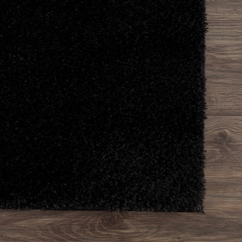 Sample Heavenly Solid Black Plush Rug - Clearance-0