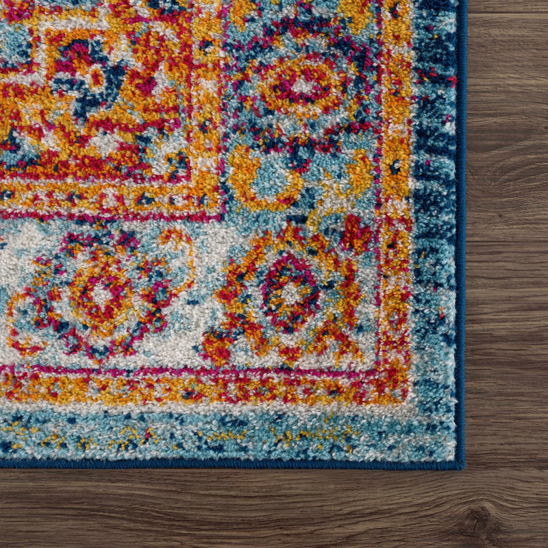 Sample Istanbul Medallion Blue & Orange Area Rug-0