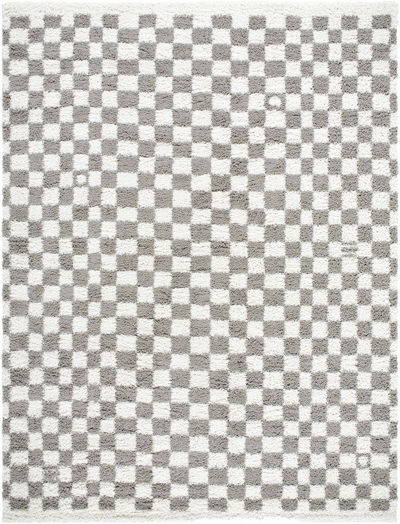 Kieu Taupe Checkered Plush Rug-6