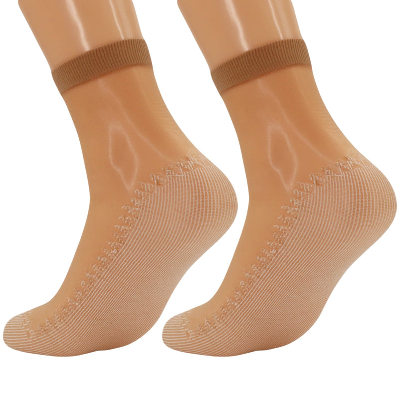 10 Pairs - Anti-Slip Sheer Ankle Socks for Women with Cotton Sole Silk Thin Nylon Ankle Socks-2