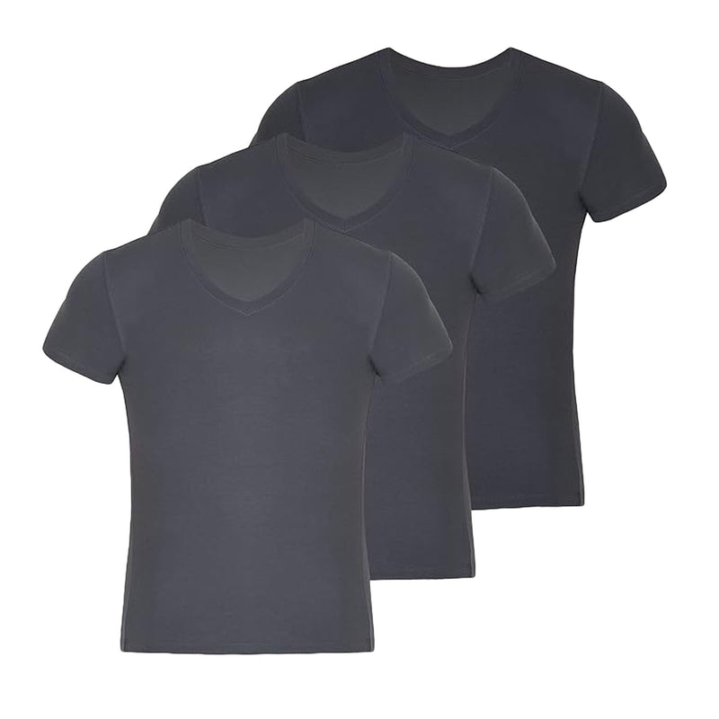 3 Pack - V Neck T Shirts for Men Rayon Made from Bamboo Tees Breathable Undershirts-2