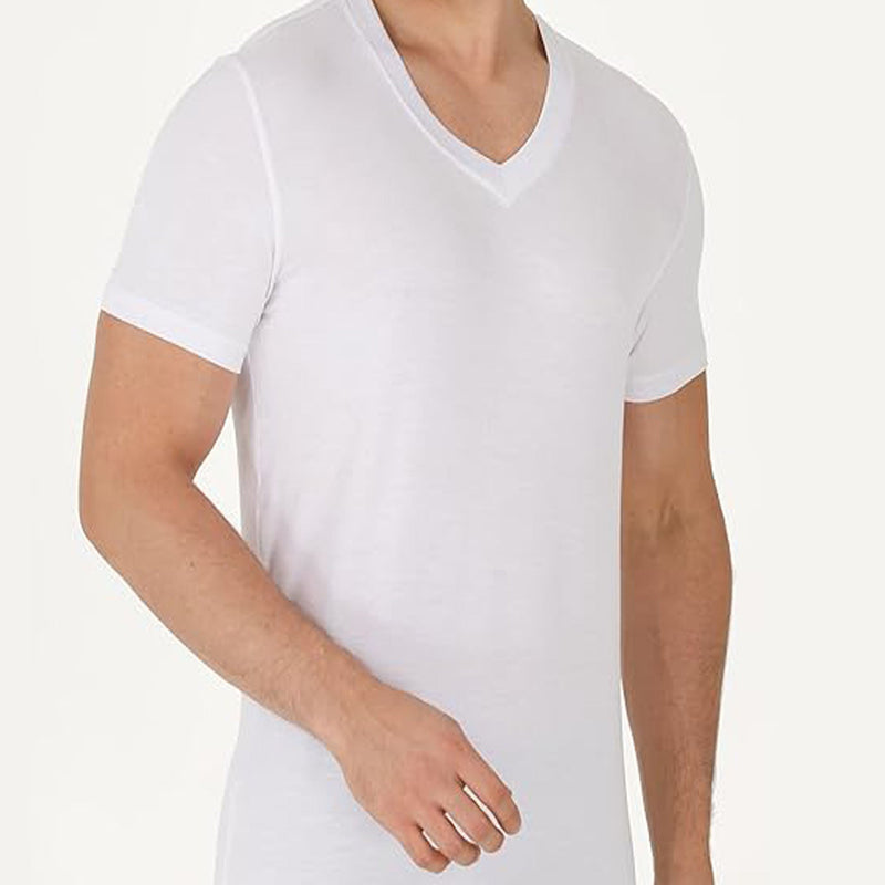 1 Pack - Premium V Neck T Shirts for Men Rayon Made from Bamboo Tees Moisture Wicking Undershirts-4