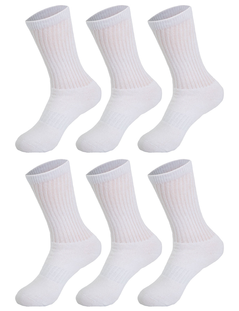 6 Pairs - Casual Cotton Crew Socks for Women Solid Color Breathable Sport Socks Size 9-11-8