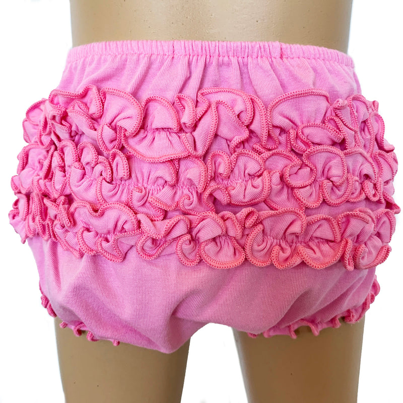 AnnLoren Baby & Toddler Girls Pink Knit Ruffled Butt Bloomer Diaper Cover-2