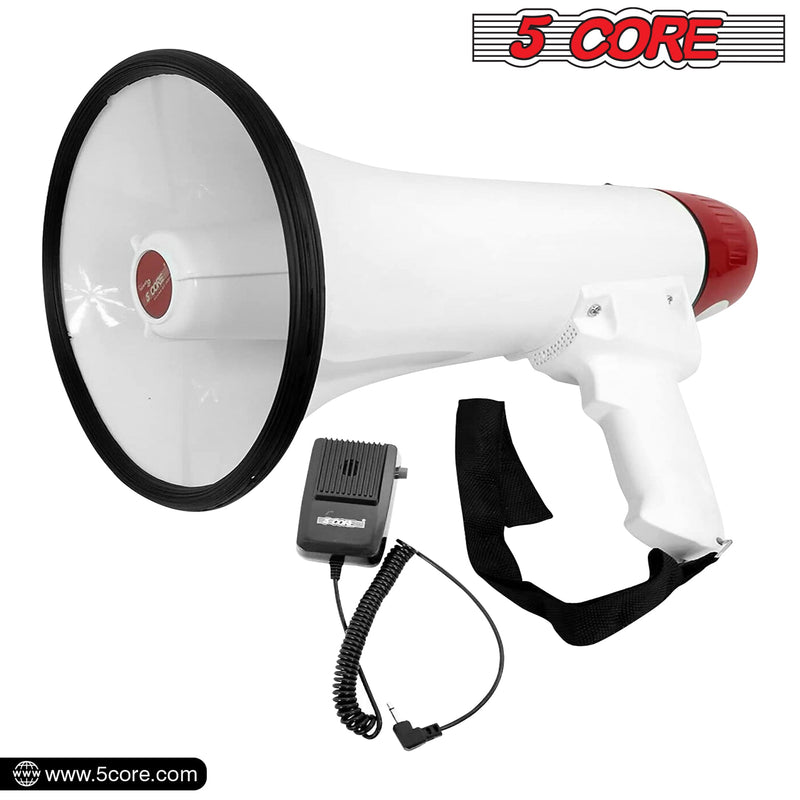 5 Core 10 Watt Professional Megaphone Clear & Far Reaching Sound- Multi-Function with Siren, Volume Control | Detachable Handheld Mic | for Indoor & Outdoor Sports, Emergency Response - 20 F-2