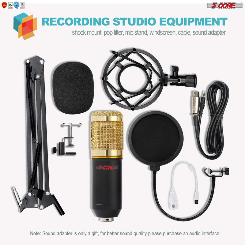 5Core Condenser Microphone Kit w/ Arm Stand Game Chat Audio Recording Computer REC SET-4