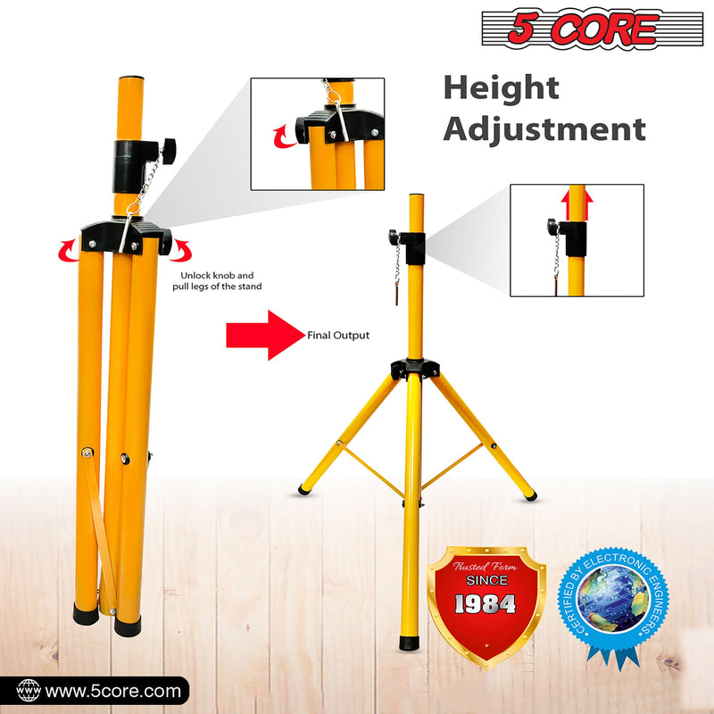 5 Core Speakers Stands 1 Piece Yellow Height Adjustable Tripod PA Monitor Holder for Large Speakers DJ Stand Para Bocinas - SS ECO 2PK YLW WoB-6