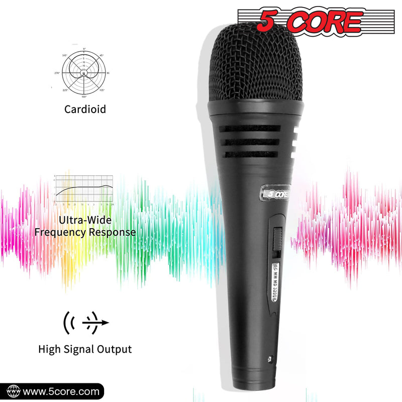 5 Core Microphone Professional Dynamic Karaoke XLR Wired Mic w ON/OFF Switch Pop Filter Cardioid Unidirectional Pickup Handheld Micrófono -ND 3200X-1