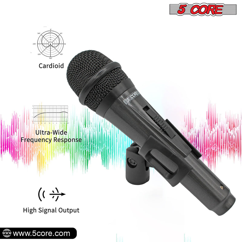 5 Core Microphone Professional Dynamic Karaoke XLR Wired Mic w ON/OFF Switch Pop Filter Cardioid Unidirectional Pickup Handheld Micrófono -PM 816-7