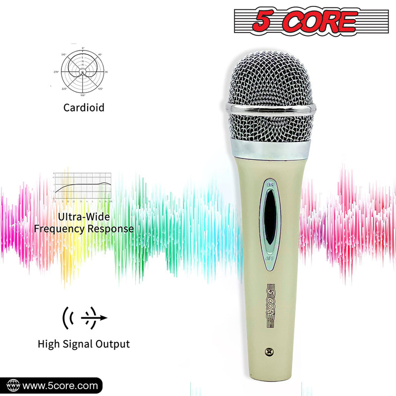 5 Core Microphone Karaoke XLR Wired Mic Professional Studio Microfonos w ON/OFF Switch Pop Filter Dynamic Cardioid Unidirectional Pickup -PM 286 WH-6