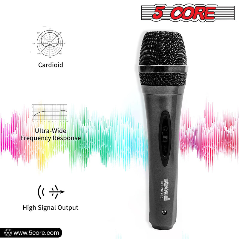 Microphone Pro Microfono Dynamic Mic XLR Audio Cardiod Vocal Karaoke 5Core PM-286-6
