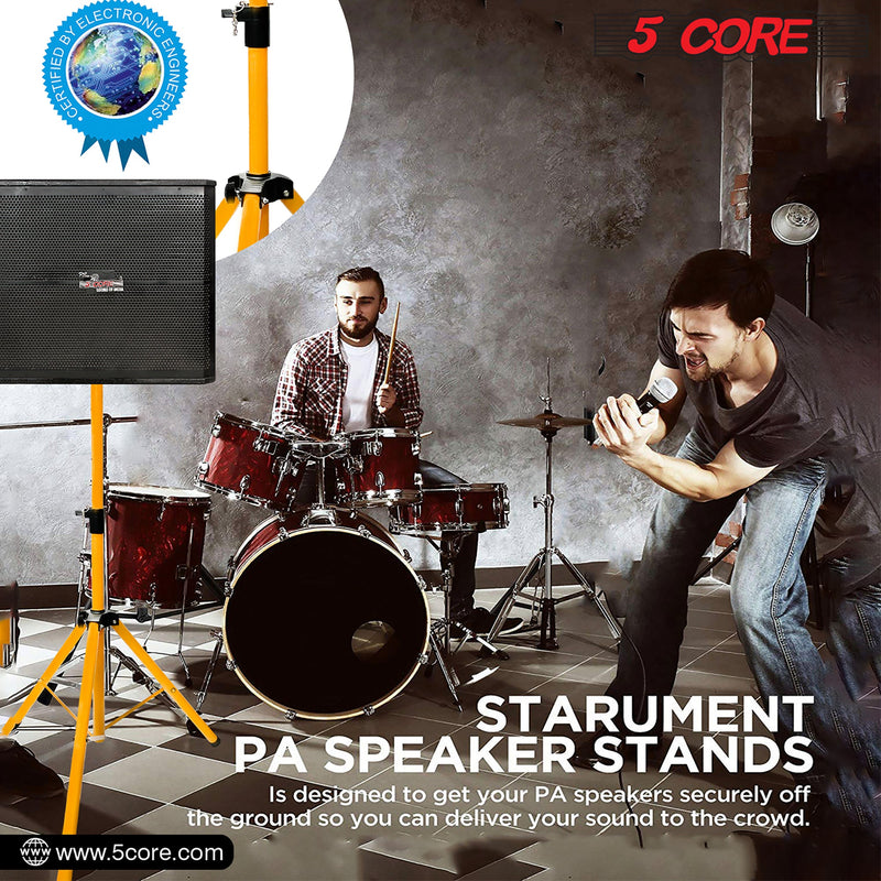 5 Core Speakers Stands 1 Piece Yellow Height Adjustable Tripod PA Monitor Holder for Large Speakers DJ Stand Para Bocinas - SS ECO 1PK RED WoB-13
