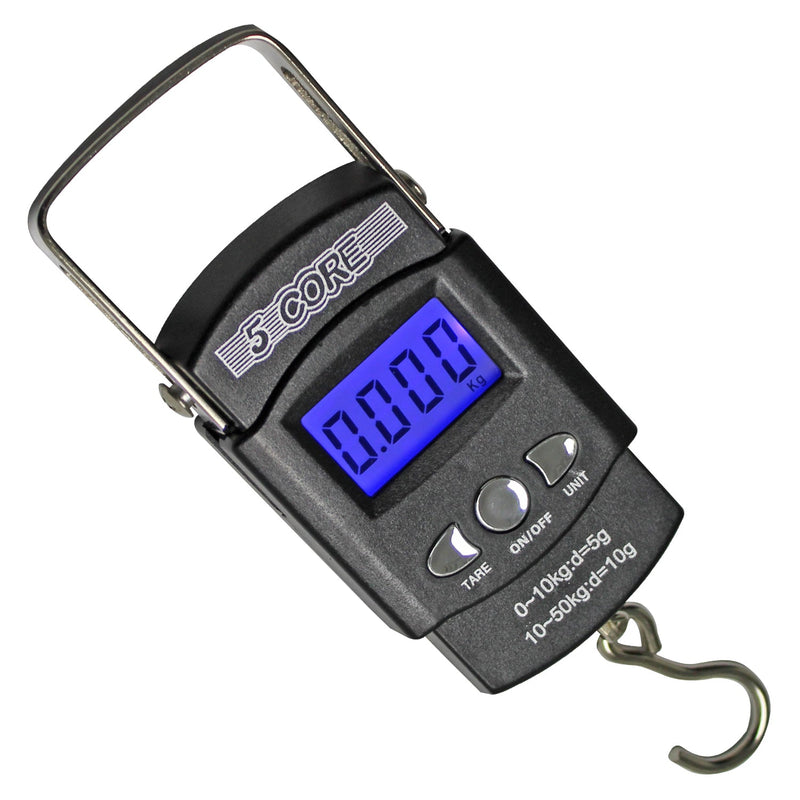5 Core Fishing Gear And Equipment Luggage Scale 110lb Battery Operated W Lcd Built-in Measuring Tape All Weather Ice Fishing Gear Multipurpose -LS-006-0
