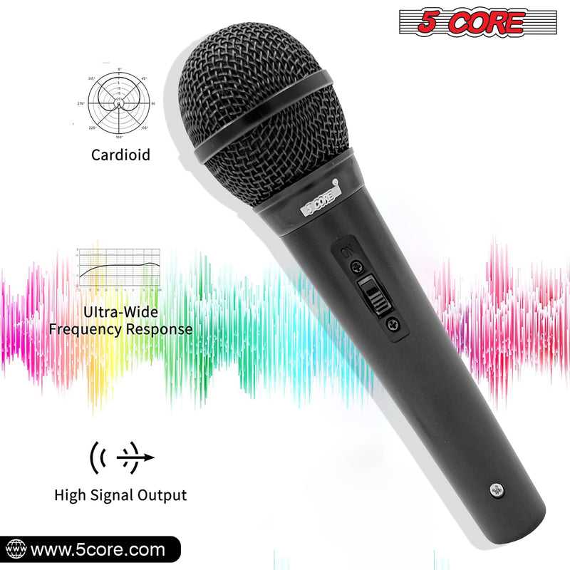 5 Core Microphone Karaoke XLR Wired Mic Professional Studio Microfonos w ON/OFF Switch Pop Filter Dynamic Cardioid Unidirectional Pickup -PM 1O1 BLK-9