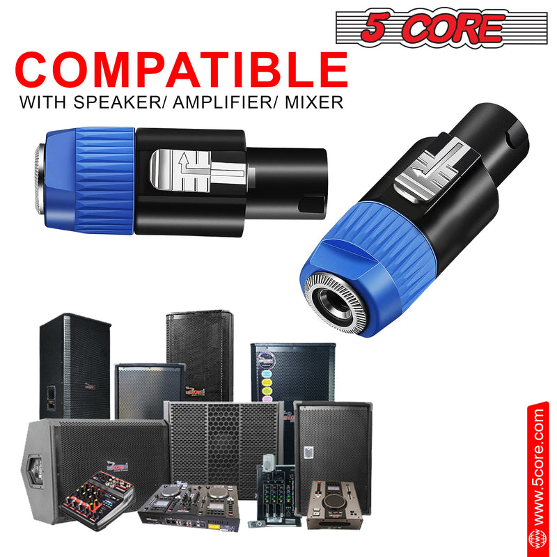 5 Core 2Pcs Speakon To 1/4 Adapter Connector, Upgraded 1/4 Female To Male Connector Speaker SPKN ADP 2PCS-12