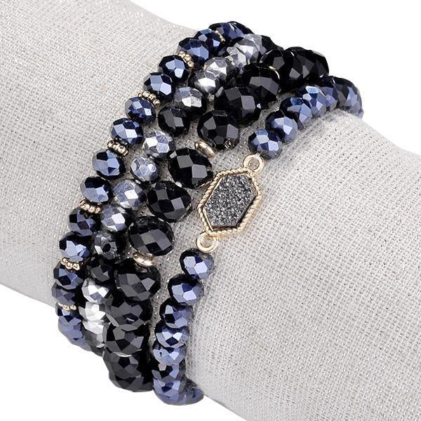 Color: BEAUTIFUL BLUE - Arm Candy Natural Stone And Glass Crystal Bracelets