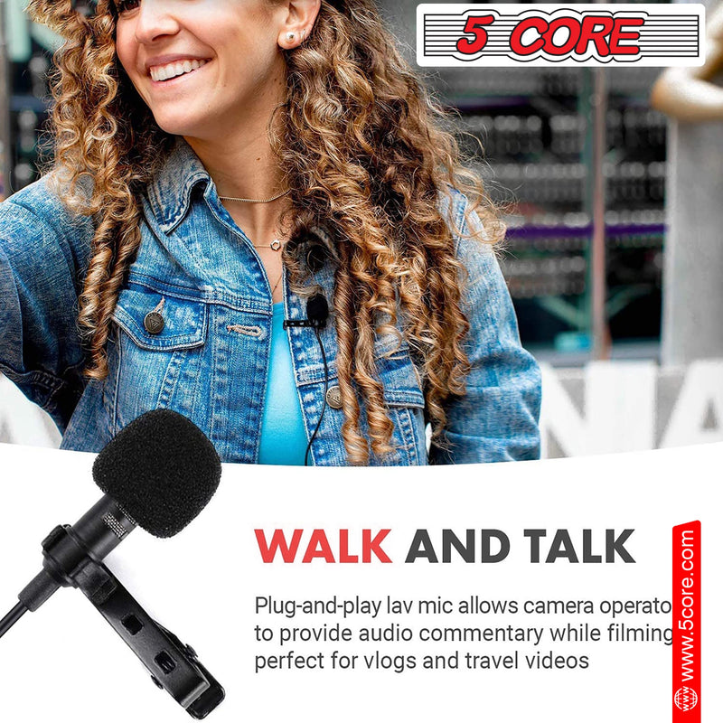 5 Core Professional Lavalier Microphone | Omnidirectional Condenser Mic with Adapter| for Podcasting, Recording, Vlogging, Compatible with Smartphone, DSLR, Camera, PC, Computer, Laptop- CM-WRD 50-13