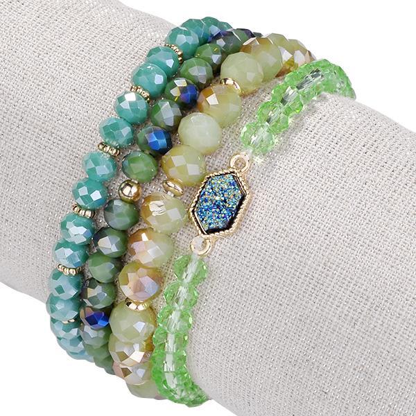 Color: JADE GREEN - Arm Candy Natural Stone And Glass Crystal Bracelets