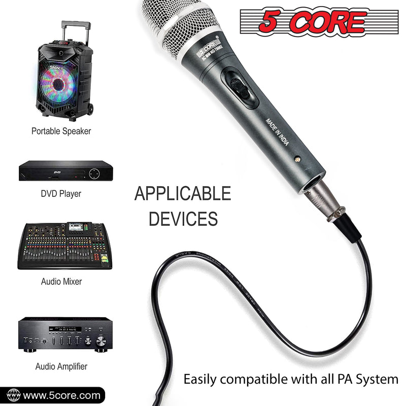 5 Core Microphone Professional Dynamic Karaoke XLR Wired Mic w ON/OFF Switch Pop Filter Cardioid Unidirectional Pickup Handheld Micrófono -ND-7800X-11