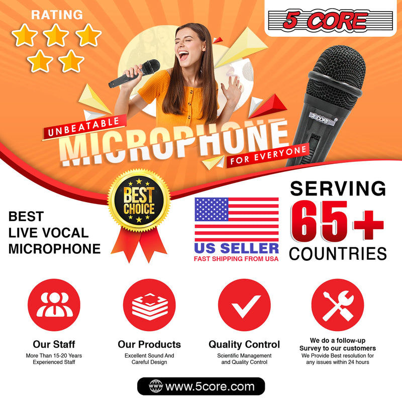 5 Core Microphone Professional Dynamic Karaoke XLR Wired Mic w ON/OFF Switch Pop Filter Cardioid Unidirectional Pickup Handheld Micrófono -PM 816-14