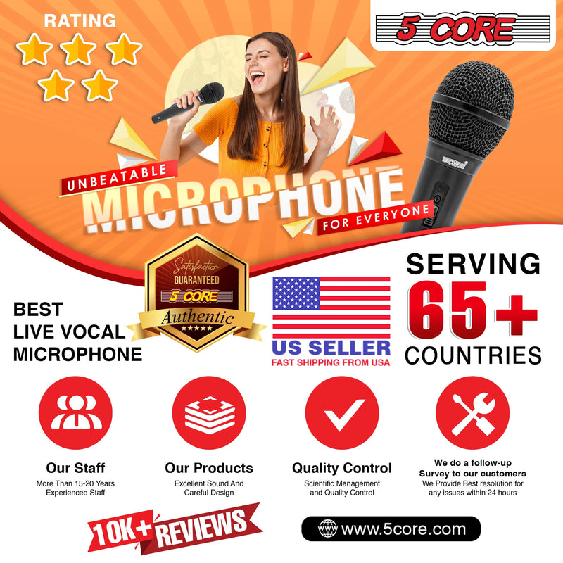 5 Core Microphone Karaoke XLR Wired Mic Professional Studio Microfonos w ON/OFF Switch Pop Filter Dynamic Cardioid Unidirectional Pickup -PM 1O1 BLK-11