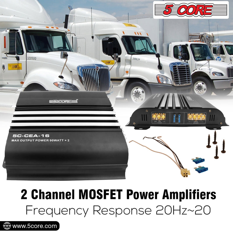 5 Core Car Amplifier 1800W Dual Channel Amplifiers Car Audio w MOSFET Power Supply Premium Amp with EQ Control Compact Car Audio System -CEA-16-14