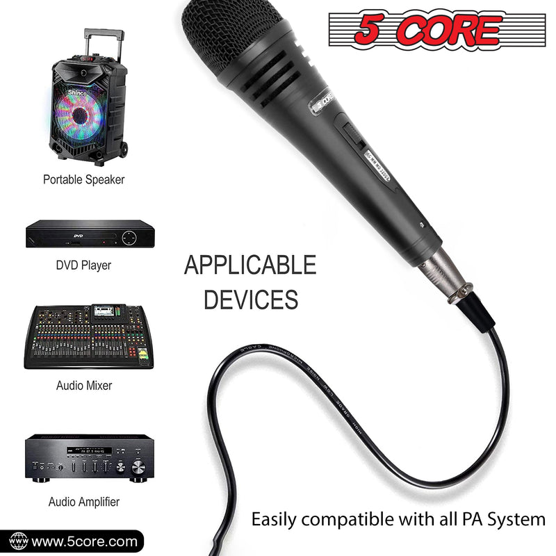 5 Core Microphone Professional Dynamic Karaoke XLR Wired Mic w ON/OFF Switch Pop Filter Cardioid Unidirectional Pickup Handheld Micrófono -ND 3200X-13